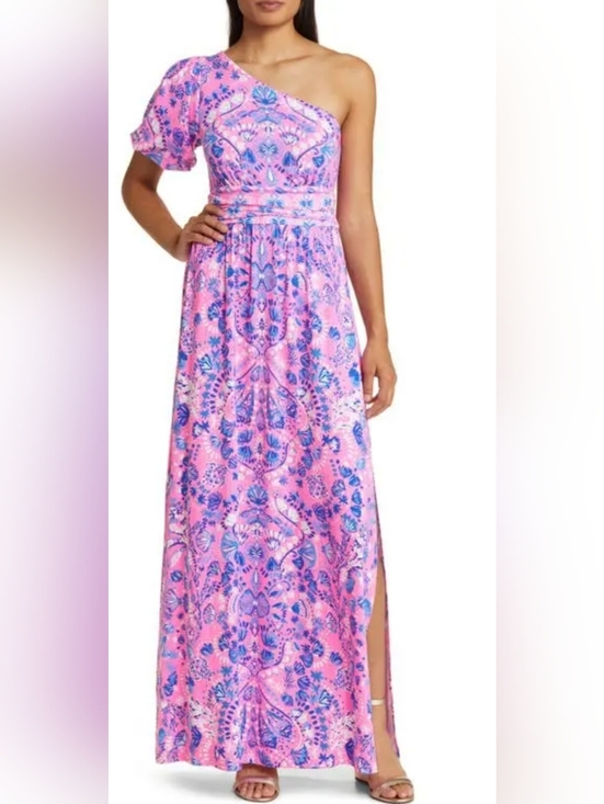 Lilly Pulitzer Dresses & Skirts - NWT Lilly Pulitzer Pink Dress with Blue Floral/ Nautical Print Size Lrg